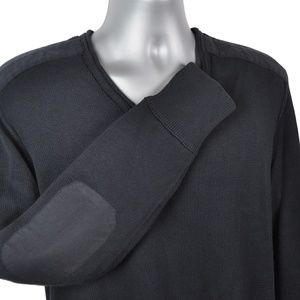 JOHN VARVATOS V-Neck Elbow Patch Cotton Sweater